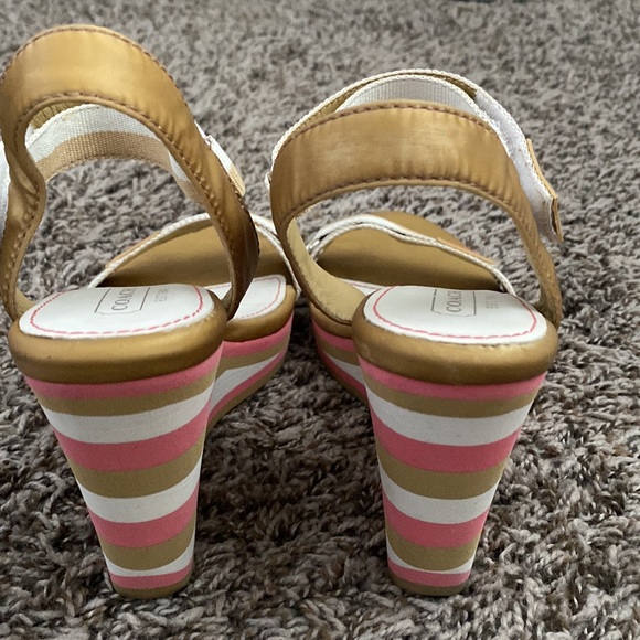 COACH Mylar Stripe Wedge Sandal Platform Heels size 8 1/2 M - Picture 5 of 10
